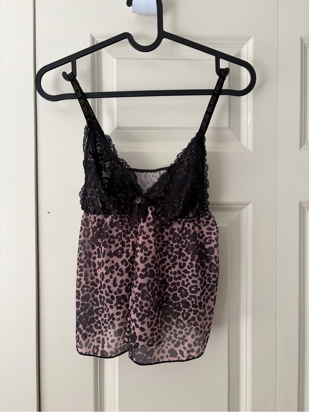 BCBG Generation Lingerie Top Babydoll Lace Leopard